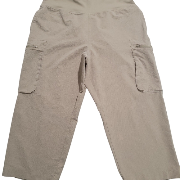 SAGE Collective Tan Textured Cropped Cargo Pants Size XL Elastic Waist Pockets - Picture 5 of 14
